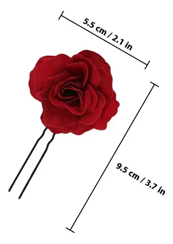 6 Piezas Horquillas De Rosa Roja Para Boda Y Novia