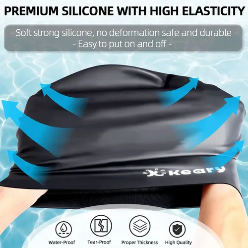 Gorro De Baño Extra Grande Para Trenzas Y Dreadlocks, Negro Black Xl