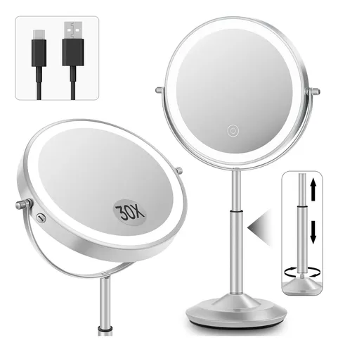 Espejo De Maquillaje Con Luz Led 30x Aumentos Recargable