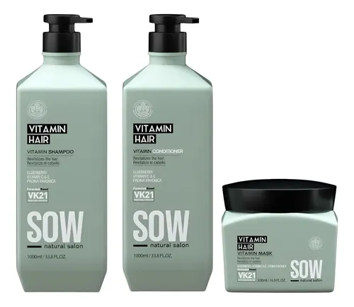 SOW Natural Vitamin kit shampoo + acondicionador + mascara grandes