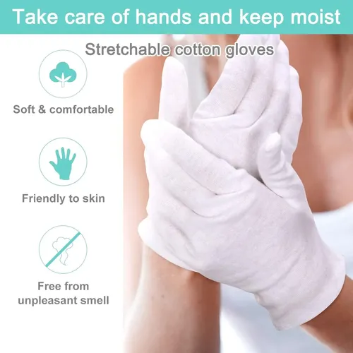 Guantes De Algodón Blancos Para Manos Secas Y Eczema Chico