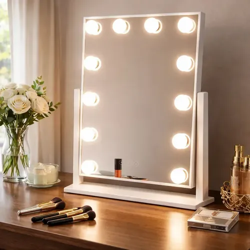 Espejo Para Maquillaje Luz 12 Led Hollywood Usb