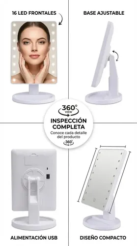 Espejo Rectangular De Mano Aitech Espejo Led Rectangular Con