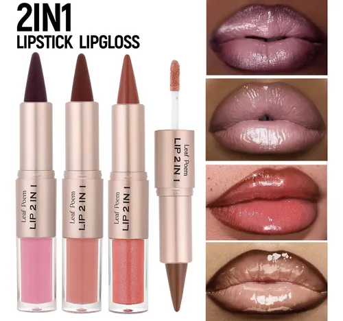 Labial Doble Extremo Delineador Mate Y Brillo Espejo