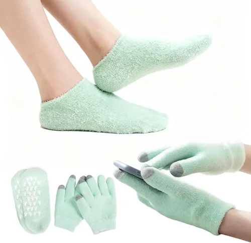 Guantes Y Medias Hidratantes Gel Spa Verdes Para Manos Y Pie