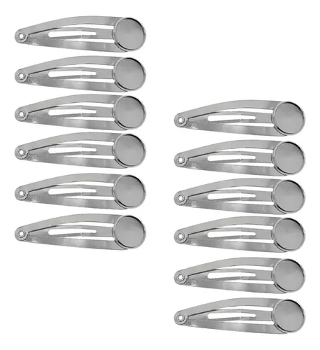 10pcs Diy Barrettes Snap Hair Clips Bandeja De Oro Blanco