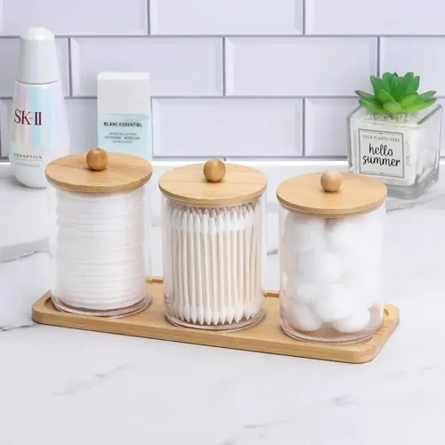 A “ Contenedor For Baño, Frasco Redondo Transparente Para ~