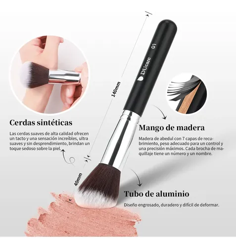 Set De 15 Brochas Negras 100% Para Maquillaje Negro