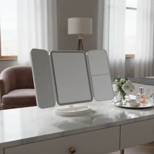 Espejo De Maquillaje Pantalla Táctil Luz Led Giratorio 180°