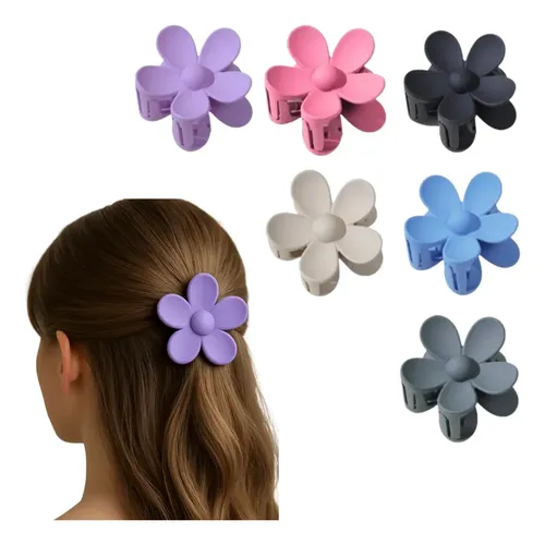 Pinzas De Pelo Con Forma De Flor De Margarita Mate, 6 Unidad
