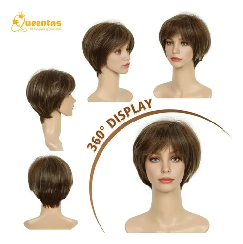 Wspeluca Para Mujer Rubia Corta De Cabello Natural Color Cas