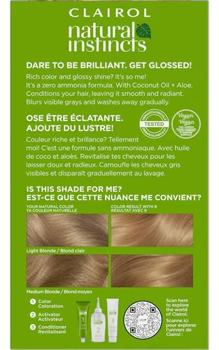 Tinte Semipermanente Clairol Natural Instincts 9 Rubio Claro