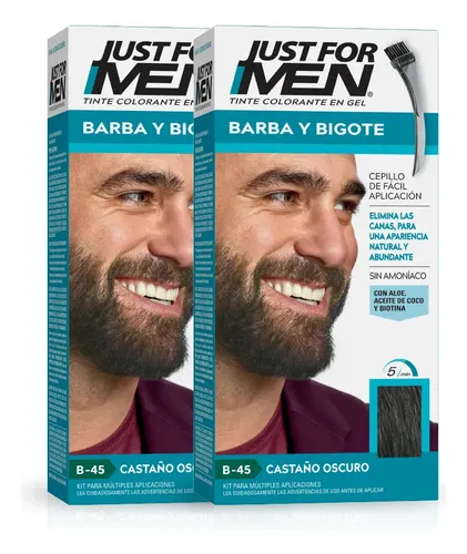 Pack Tintura Gel Just For Men Barba y Bigote Castaño Oscuro 2 Unidades