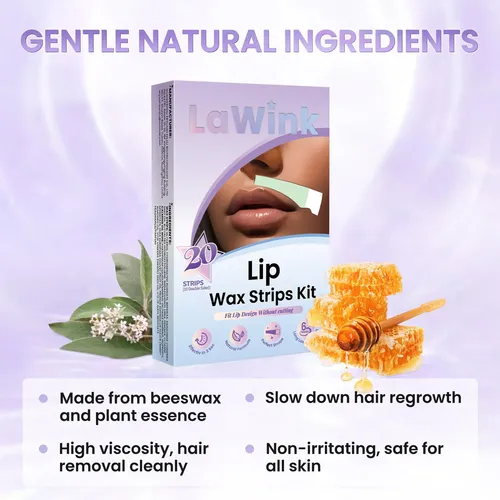 Láminas De Cera Para Labios Lawink, 20 Tiras Y 4 Toallitas D