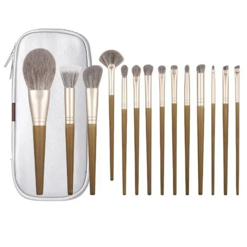 Mujer Set Pinceles Maquillaje 14 Piezas Con Estuche