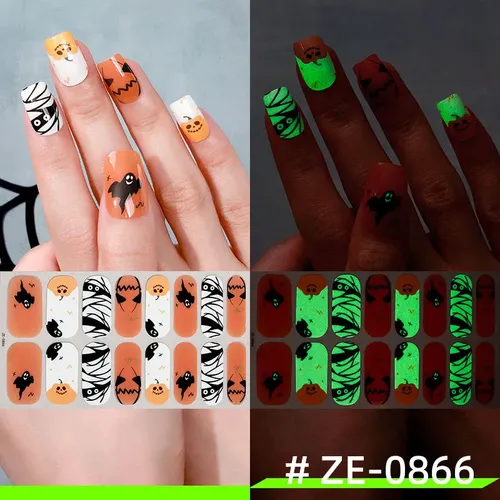 Set 2 Uds Calcomanías Uñas Luminosas Halloween Adhesivas