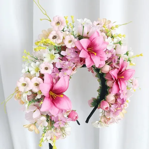 / Diadema De Flores Con Lazo For El Pelo Artificial For .