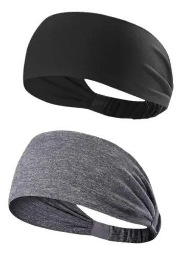 – 2 Pieces Polyester Fiber Sports Bandanas, Sweat / Black+gray