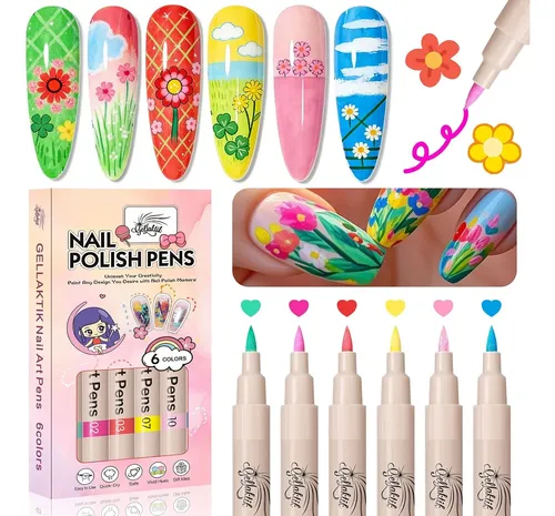 Set 6 Marcadores Para Uñas Colores Secado Rápido