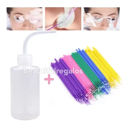 Kit Limpieza De Pestañas Botella Vertedor + Microhisopos
