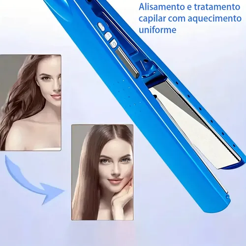 Prancha De Cabelo 2 Em 1, Azul, Aquecimento Rápido