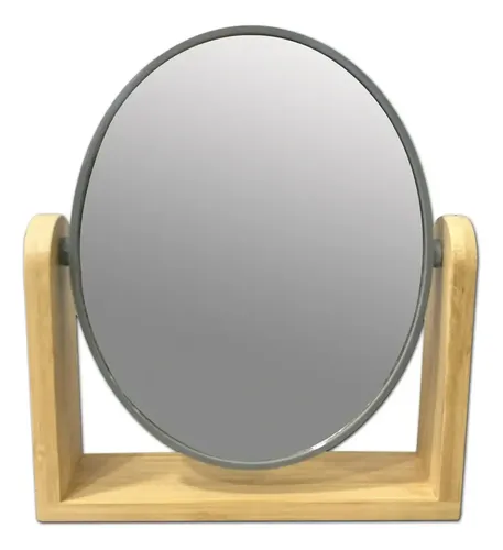 Espejo Maquillaje Doble Faz Con Aumento Base De Madera