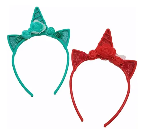 Vincha Unicornio Flores Glitter Nena Accesorios De Pelo X 6