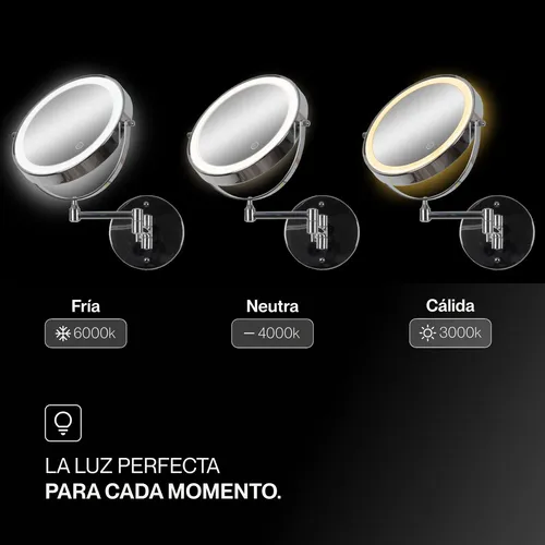 Espejo Make Up Digital Luz Led Touch/táctil Circular 20cm