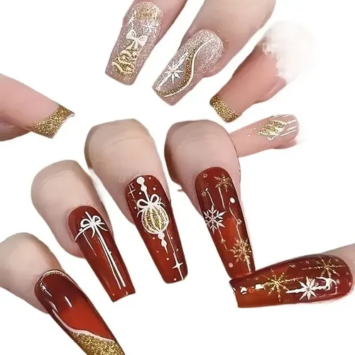 + 4 Pegatinas Navideñas For Uñas, Elementos Reflectantes –