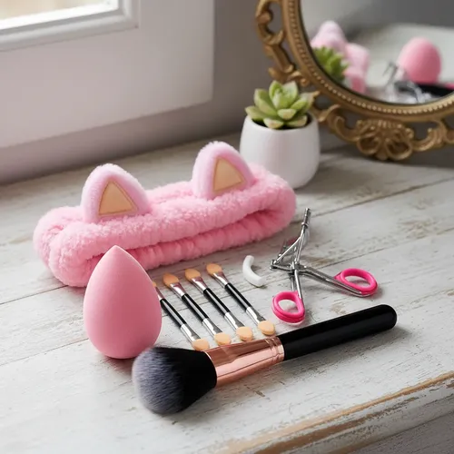 Kit Belleza Maquillaje Facial Esponja Brocha Y Vincha Set