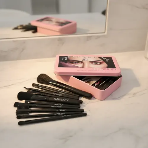 Set 12 Brochas Pinceles Maquillaje Profesional Estuche Metal