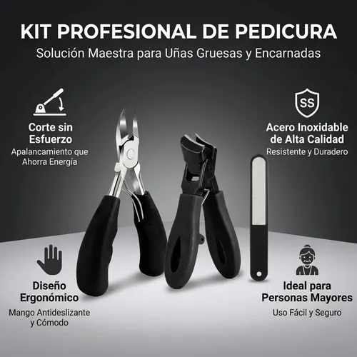 Cortauñas Para Uñas Gruesas Y Encarnadas, Kit 3 Piezas