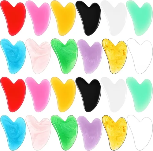 Set 24 Gua Sha Corazón Colores Masaje Facial Y Corporal