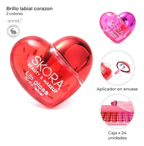 Lip Gloss Brillo Labial Corazon Tono Rojo Y Rosa Glow Vibes