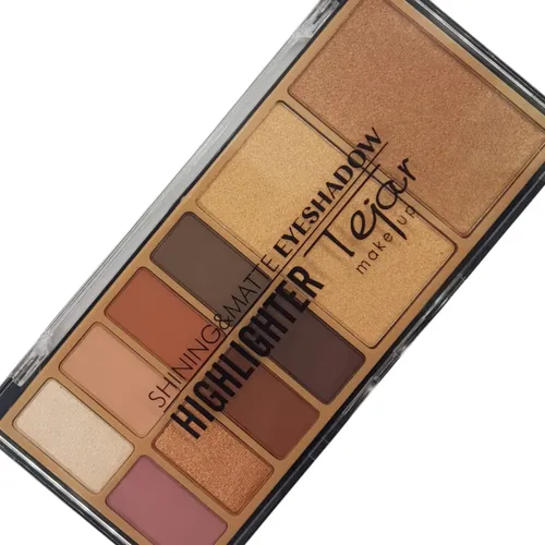 Set De Maquillaje Tejar 8 Sombras 2 Iluminadores Lefemme