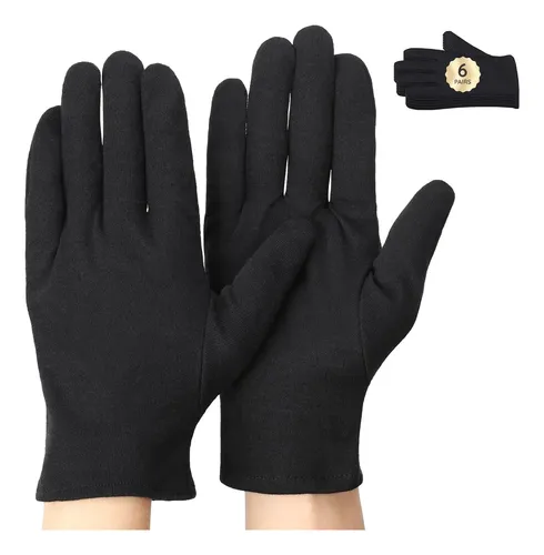Guantes De Algodón Negros Hidratantes Para Noche 6 Pares