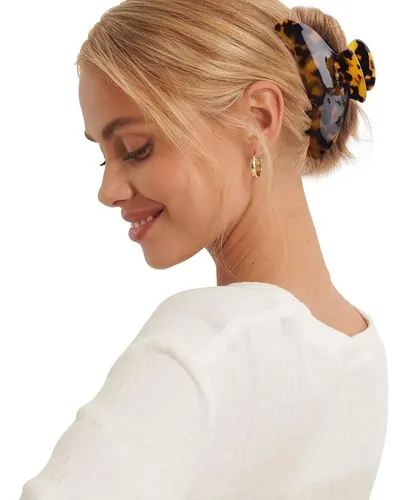 Pinzas De Pelo Grandes De 10cm Con Diseño De Piel De Tortuga 2pcs