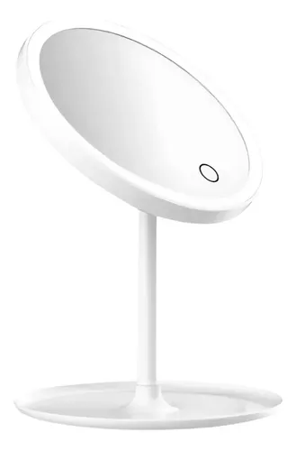 Espejo Touch Redondo Para Maquillaje Con Luz LED 3 Tonos USB 17cm