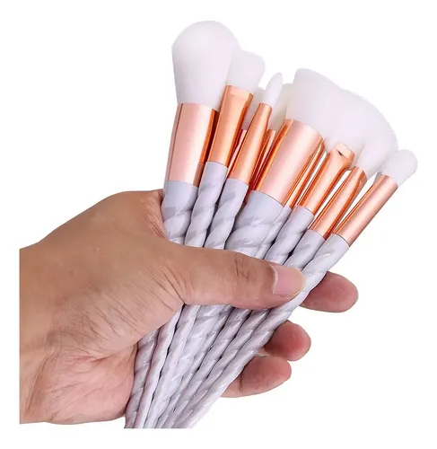 Rancai Set De 10 Brochas De Maquillaje Con Mango En Espiral