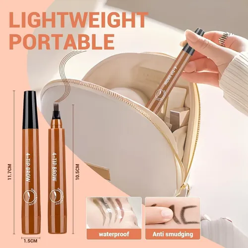 Lápiz Líquido Para Cejas Waterproof 4 Puntas Nogcaw Negro