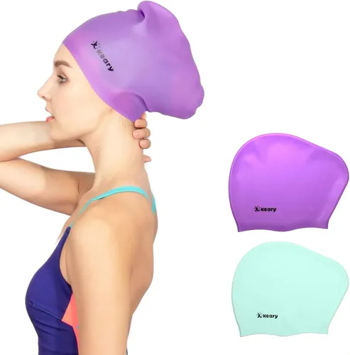 Paquete De 2 Gorros De Natación De Silicona Para Cabello Lar