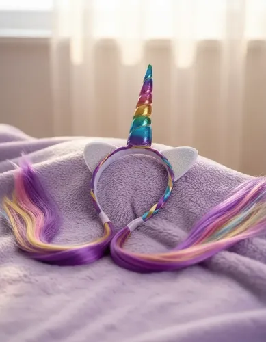 Vincha Unicornio Con Pelo Multicolor Y Glitter