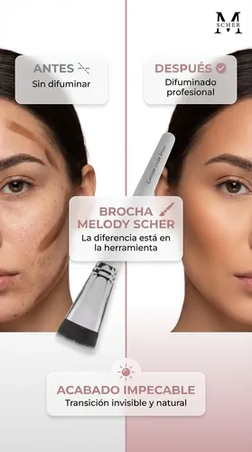 Brocha De Maquillaje Para Contorno Crema Recta Melody Scher