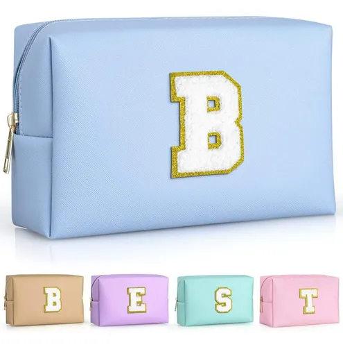 Bolsa De Maquillaje Topeast Preppy Patch Chenille Letter Sky