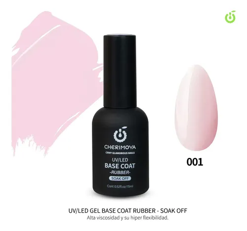 Base Coat Permanentes Rubber Color 15ml Cherimoya