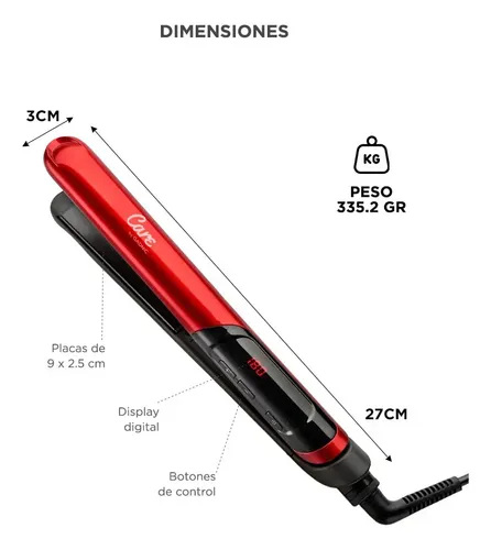 Planchita De Pelo Care By Gadnic Placas De Ceramica Digital Rojo