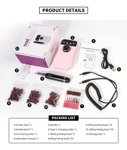 Lima Uñas Dmj230 35000rpm Portátil Pantalla Lcd Pulir Uñas