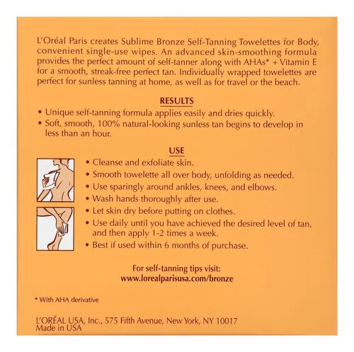 Toallitas Autobronceadoras L’oreal Paris Sublime Bronze 6un