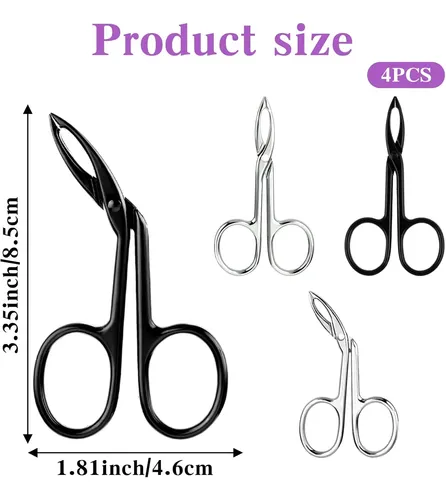 Set 4 Pinzas Y Tijeras Acero Para Cejas Y Facial