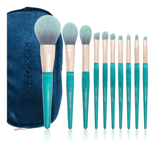 Set De Brochas De Maquillaje Enzo Ken Blue Con Funda Vegan P